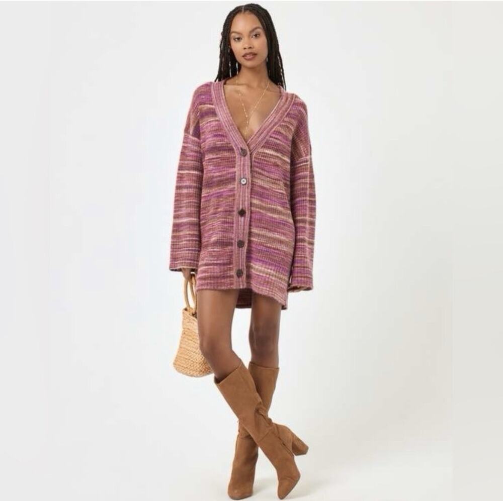 L*Space Demi Mulit Color Striped Cardigan Sweater XS/S NWT